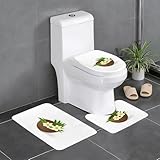 WHJSHOP 3-teiliges Badezimmerteppich-Set, 61 x 40,6 cm, kleine Blumen in Kokosnussschalen-Druck, rutschfeste Fußmatten mit Konturen, ovalen und rechteckigen Formen für Zuhause, Küche und WC