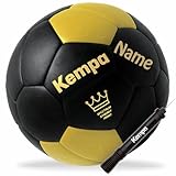 Kempa Sportartikelland Bundle Handball Spectrum Synergy Primo schwarz/Gold personalisiert Größe 1 mit Aufdruck Name Doppelhub Ballpumpe