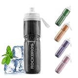 ROCKBROS Fahrrad Trinkflasche 670ML, Auslaufsicher Wasserflasche, Drückbare Sportflasche BPA-frei Leicht Roubust, für Fahrrad Training Wandern Schwarz