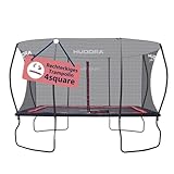 HUDORA Trampolin 4square - 244x366/215x305cm großes, rechteckiges Outdoor Trampolin - Rechteckiges Sporttrampolin für bis zu 120kg - Familien-Trampolin mit hoher Sprungkraft - Qualitäts-Trampolin