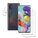 2+2 Stück Panzer Schutz Glas für Samsung Galaxy A51, 2 Stücke Schutzfolie Mit 2 Stück Kameraschutz, 9H Härte Glas Folie Displayschutz, HD Klar, Anti-Kratz, Anti-Bläschen Panzerfolie