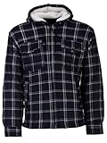 Henry Terre Holzfällerjacke Herren Hemdjacke Kapuze Arbeitsjacke Hemd Flanell Thermojacke Jacke Kariert Gefüttert M-3XL, Farbe:navy, Größe:L