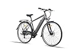 HILAND 28 Zoll E-Bike Elektrofahrrad für Damen und Herren mit Shimano 8-Gang 36V 12,8AH Akku 250W Motor Schwarz E Citybike