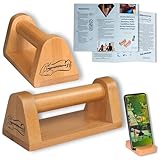 LegendAtHome Liegestützgriffe - Parallettes für extra stabile und gelenkschonende Push Ups - Zuhause oder unterwegs - Dip Barren ideal für Calisthenics - Buchenholz - Telefonhalter inklusive