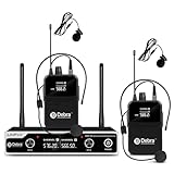 D Debra Mikrofon Kabellos Set,Bodypack Transmitter/Headset Kopfbügel Funkmikrofon/Lavalier Ansteckmikrofonen,80m Reichweite UHF Wireless Microphone für Gesang, Karaoke, Kirche, DJ（2 Bodypack