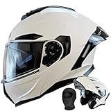 HALYING Motorradhelm Integralhelm Klapphelm ECE-geprüft für Herren Damen | ABS-Schale + HD-EPS Schutz | Doppelvisier mit Sonnenblende | Atmungsaktives Innenfutter | Leicht 1.45kg