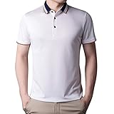 Generisch Poloshirt Herren, T Shirts Männer, Hemd Herren Kurzarm Stickerei T-Shirt Sommer Slim Fit Golf Sports Blau&Orange M Poloshirt Herren Kurzarm Baumwolle Set Herren Hemd Kurzarm Weiß XL