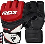 RDX Profi MMA Handschuhe Grappling Sparring Training, Maya Hide Leder, Kickboxen Kampfsport Gepolstert Gloves, Muay Thai Boxsack Sandsack Pratzen Boxen Punchinghandschuhe, Herren Damen Martial Arts