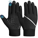 OOPOR Kinder Handschuhe Warme Winterhandschuhe - Kids Outdoor Sport Thermo Fleece Fahrradhandschuhe Laufhandschuhe mit Anti-Rutsch Winddicht Touch Screen für Klein Junge Mädch Schwarz 4-12 Jahre