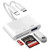 5-In-1 SD Kartenleser für iPhone und Android – Lightning/USB-C SD/TF Speicherkartenleser mit USB OTG Anschluss, Kamera SD Kartenleser USB C für iPhone 16/15/14/13/12/11, iPad, Samsung, Android usw