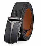 VRLEGEND Gürtel Herren Automatik Ledergürtel Herren Gürtel Ratsche Gürtel ohne Löcher für Business Anzug,Größe Angepasst,mit Geschenkbox (Einstellbare 160cm, Schwarz)
