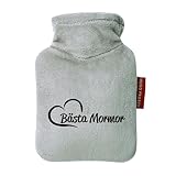 Huuraa Taschenwärmer Bästa Mormor Hjärta Geschenk 0,2 Liter Grey Mini Veloursbezug Bästa Mormor Geschenkidee