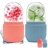 flintronic Ice Roller, 2 Stück Eisroller Gesicht Auge Massagegerät, Silikon Wiederverwendbares Eis Gesichtsroller für Anti-Aging, Falten Straffen Dunkle, Ringe Reduzieren (Blau+Rosa)
