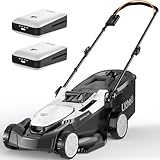 Litheli Akku Rasenmäher 43cm, 40L Fangkorb, 25-75 mm Schnitthöhe,bis 500 m², inkl. 2X 20V 4,0 Ah Akkus