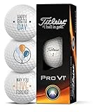 Titleist Golfbälle 3er Pack Motiv Happy Birthday Golf Geschenke für Golfer Geschenkidee (Pro V1)