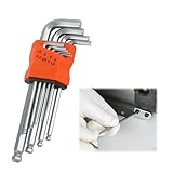 9-teiliger Kugelkopf-Innensechskant-Winkelstiftschlüssel-Satz, Lange Ausführung, DIN ISO 2936, Ideal für Schwer Zugängliche Schrauben, Durchgehend Gehärtet,imbusschlüssel satz Robust und langlebig