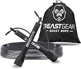 Beast Gear Springseil für Erwachsene - Fitness-Speed-Rope für Ausdauer, Abnehmen Indoor-/Outdoor-Sprungseil zum Boxen, Sport, MMA, Crossfit - Schwarz