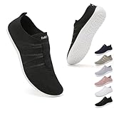 Geweo Barfußschuhe Damen Barfuss Hausschuhe Schuhe Sneaker Barfussschuhe Herren Bequem Leicht Laufschuhe Straßenlaufschuhe Fitnessschuhe Traillaufschuhe Zero Drop Barefoot Shoes Schwarz 40EU