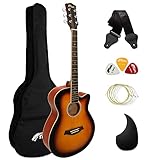 TIGER ACG3 Full Size Akustikgitarren-Set - Gitarren-Pack für Anfänger, mit Gigbag, Gurt und Ersatzsaiten - Sunburst -