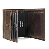 Fa.Volmer ® Geldbörse aus Echtleder | RFID-Schutz | 9 Kartenfächer + Münzfach | inkl. Geschenkbox | Modell: CityWalker (dunkel-braun)