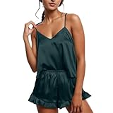 Sexy Damen-Pyjama-Set aus Seidensatin mit Rüschen, Shorts-Sets, Nachtwäsche, Satin-Pyjama, Shorts-Set, Nachtwäsche, Pyjama-Set Striptease Outfit Nachthemd Damen Norweger