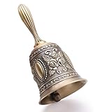 FANXIYA Handglocke, Messing Tischglocke Hand Glocke Weihnachten Handklingel Klassische Mahlzeitglocke Hand Weihnachtsglocke (Bronze-Farbe)