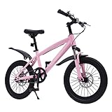 TESUGN Kinderfahrrad, 18 Zoll Kinderfahrrad Mountainbike Kinder Fahrrad Rad Bike Jugend Fahrrad mit Verstellbarem Sitz, Rosa