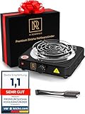 M. ROSENFELD Shisha Kohleanzünder für Shisha Kohle - Elektrischer Kohleanzünder BLACK HEAT 1000W + Shisha Zubehör Set Edelstahl Kohle Gitter & Shisha Zange Kohlegrill Shisha 150cm Kabel (Schwarz)