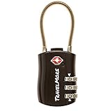 TSA-Kofferschloss | Gepäckschloss mit flexiblem Kabel | TSA-Schloss für Flugreisen | Schlösser für Koffer, Rucksack, Gepäck | 1 Stück, Schwarz