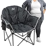 Meulbaty 200KG Belastbar Casual Faltstuhl/Mondstuhl, Leicht Campingstuhl Klappbar mit Seitentaschen, Outdoor Tragbar Faltbar Stuhl für Camping/Garten/Festival/Angeln/Strand