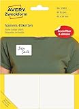 AVERY Zweckform Art. 51063 Namensetiketten für Kleidung (40 Namensaufkleber, 80x54mm, selbstklebend, Textiletiketten aus Acetatseide, Namensschild handbeschriftbar, einfach ablösbar) 10 Blatt, weiß