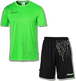 uhlsport Score 26 Fußball Trikot-Set Trikotsatz - Komplettes Fußball-Trikot-Set bestehend-T-Shirt&Kurze Trainings-Hose - 10 Varianten verfügbar für Erwachsene Kinder, Fluo Grün/Schwarz, 164