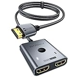 WARRKY HDMI Switch 4K@60Hz, HDMI Switcher 2 In 1 Out 【2K@144Hz, 1m Geflochtenes Kabel, HDCP 2.2】 Aluminium HDMI Umschalter (Jeweils 1 Display auf einmal) Unterstützt UHD 3D für PS5/4, Xbox, FireStick