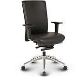 VERSEE Ergonomischer Echt-Leder Bürostuhl Konferenzstuhl Terox in Schwarz - Für Büro und Home-Office - Belastbar bis 150kg