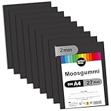 perfect ideaz - Moosgummi DIN-A4, 27 Blatt, 29,7 x 21 cm (2 mm dick), farbiges Bastelmaterial für Kinder, Top Qualität (Schwarz)