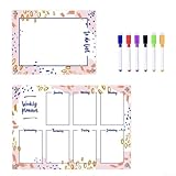 UTTASU Magnetischer Acryl-Wochenplaner, abwischbar, Kühlschrank-Memo-Organizer mit Markern, transparent, trocken abwischbar, Nachrichtenbrett für Kühlschrank, Küche, Büro (42 x 29,7 cm)