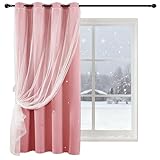 GAIFNAG Gardinen mit Kräuselband Vorhang 150 x 120 cm Sternenvorhänge Blickdicht Gardinen Thermovorhang Ösenschal Vorhänge Wärmeisolierende Vorhänge mit Ösen für Jungen, Mädchen, Rosa