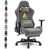 symino Gaming Stuhl, Ergonomischer Bürostuhl, Rennstuhl-Design PC Stuhl, Vintage-PU-Leder, Verstellbarer Drehbarer Task Stühle mit Fußstütze (Grau)