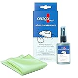 ceragol ultra Bügeleisenreiniger - Reinigungs-Spray für alle Bügel-Sohlen, Flüssig-Reiniger entfernt Schmutz & Kalk, 50ml Sprühflasche + Microfasertuch