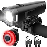 LED Fahrradlicht Set, StVZO Zugelassen Fahrrad Licht, IPX5 Wasserdicht Fahrradbeleuchtung Set, 11H Akkulaufzeit USB Aufladbar Fahrradlampe, Fahrrad Beleuchtungsset LED mit Frontlichter & Rücklicht