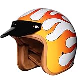 Solider Offener Motorradhelm, Scooter-Cruiser-Helm Für Erwachsene, Männer Und Frauen, Vintage-Motorrad-Halbhelm Für Den Stadtverkehr, ECE/DOT-Geprüft F,L(57-58CM)