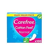 Carefree Slipeinlagen Cotton Feel Normal mit Aloe Vera Duft, 100% atmungsaktiv für ein langanhaltendes Frischegefühl, Größe Normal, 100 Stück