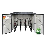 ALBATROS XXL Fahrradgarage Metall wetterfest & abschließbar, für 4 Fahrräder & E-Bikes, Fahrradbox 229x203x162 cm, Fahrradunterstand aus verzinktem Stahl RAL7016 anthrazit, Gartenbox mit Zubehör