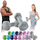 Miweba Sports Neopren Hantelset NKH100 | 𝐏𝐫𝐨𝐟𝐢 Hantel - Hexagon Hanteln Set - Kurzhanteln - Kurzhantel Set - Gymnastikhanteln - Hantel Set - Dumbbell - 0,5-10 Kg (2X 2.0 kg, Grau)