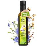 Leinöl Bio Kaltgepresst und Rein - 250ml. Leinsamenöl Bio Reich an Ungesättigte Omega 3 Fettsäuren Antioxidantien und Kalzium. Organic Flaxseed Oil.