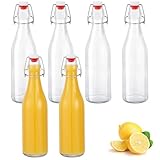 Zanfqvo Glasflaschen 500ml mit Bügelverschluss, 6 Stück Kleine Flaschen Zum Befüllen, Bügelflasche zum Befüllen, Saftflasche für Öl, Essig, Saft & Limonade