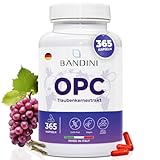 Bandini® OPC Traubenkernextrakt 365 Kapseln | Höchster OPC Gehalt nach HPLC | 95% reines OPC je Kapsel aus italienischen Weintrauben | Höchster OPC Gehalt 1000mg EXTRAKT mit 950mg OPC + 24mg VITAMIN C