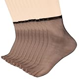 Telooco 10 Paar Nylon Socken Damen Kurze Durchsichtiges Sommersocken Beliebte Seide Socken Atmungsaktive Trachtensocken Nylonstrümpfe Transparente Rockstrümpfe für Frauen Mädchen (Schwarz)