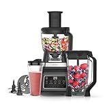 Ninja 3-in-1 Küchenmaschine & Mixer mit 5 Programmen: Mixen, Max Mixen, Hacken, Mischen, Pürieren, 1,8L Schüssel, 2,1L Krug, 700ml Becher, 1200W, spülmaschinenfest, Auto-iQ, Schwarz BN800EU