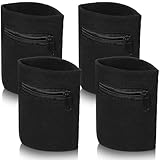 LIQWEI 4 Stück Reißverschluss Handgelenk Beutel, Schweißband Sport Wristband, Handgelenktasche mit Praktischer Reißverschlusstasche Baumwoll Schweißband Arm für Schlüssel für Jogging Basketball Tennis